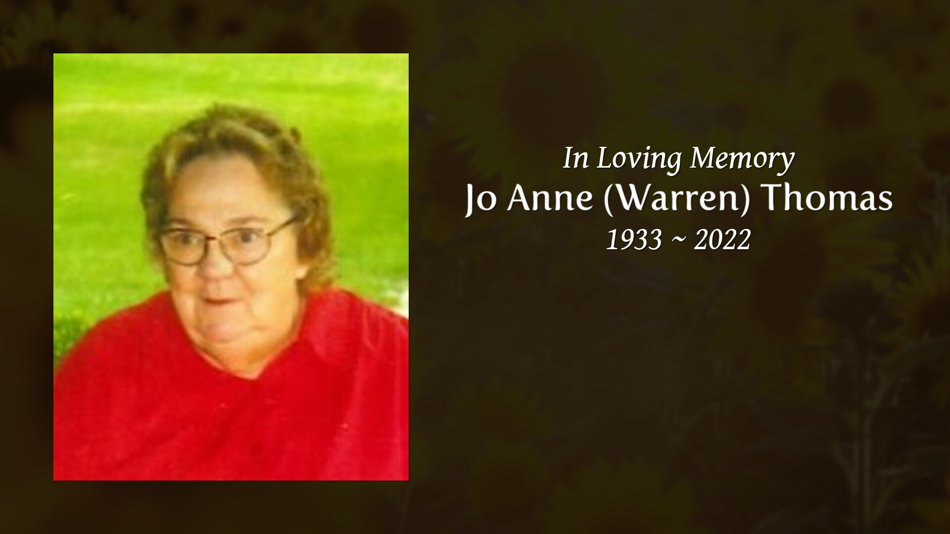 Jo Anne (Warren) Thomas - Tribute Video