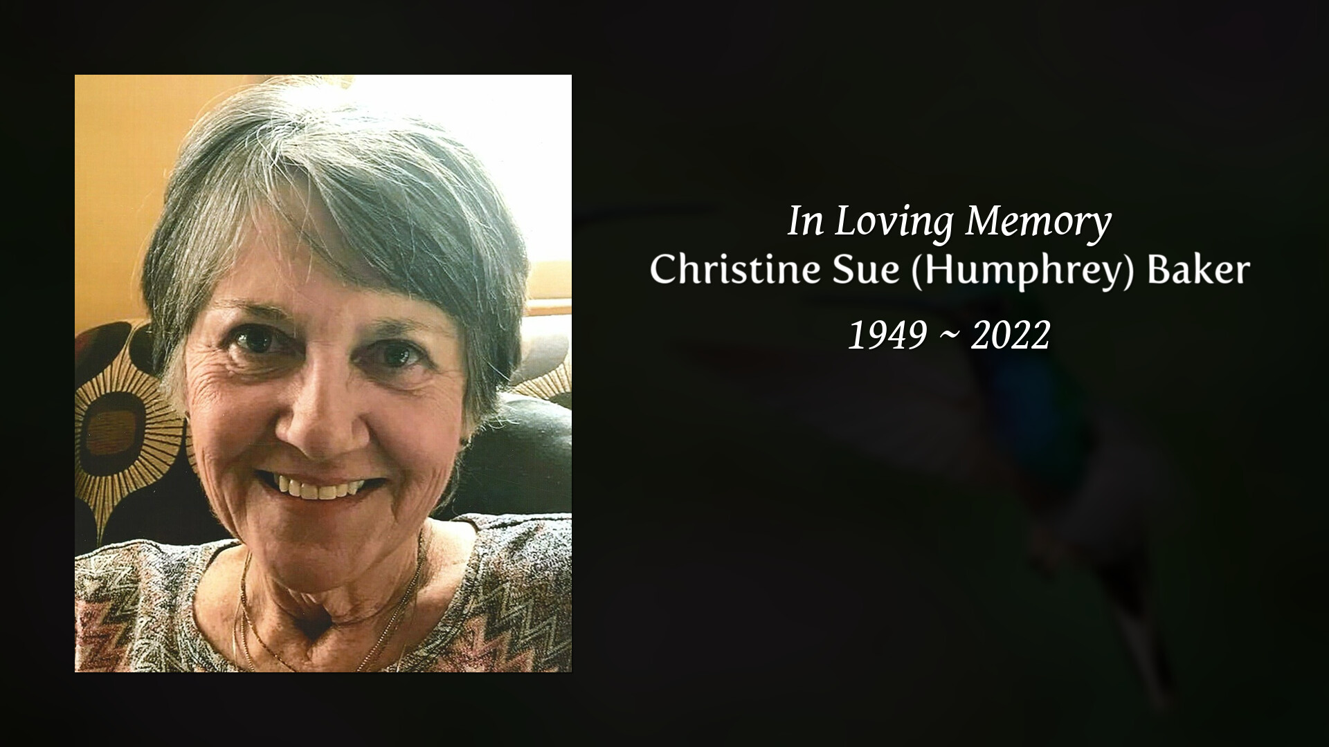 Christine Sue (Humphrey) Baker - Tribute Video