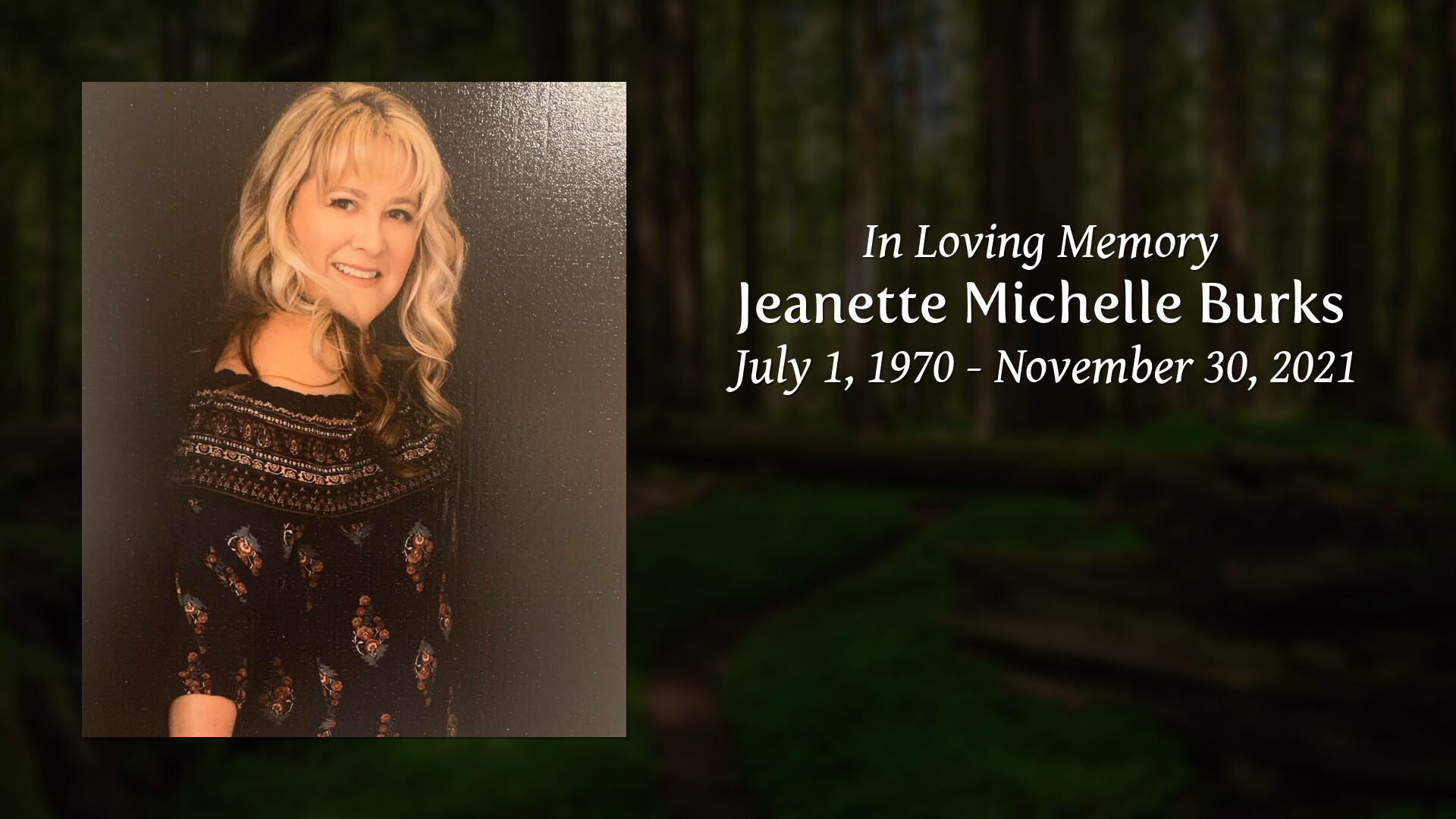 Jeanette Michelle Burks Tribute Video