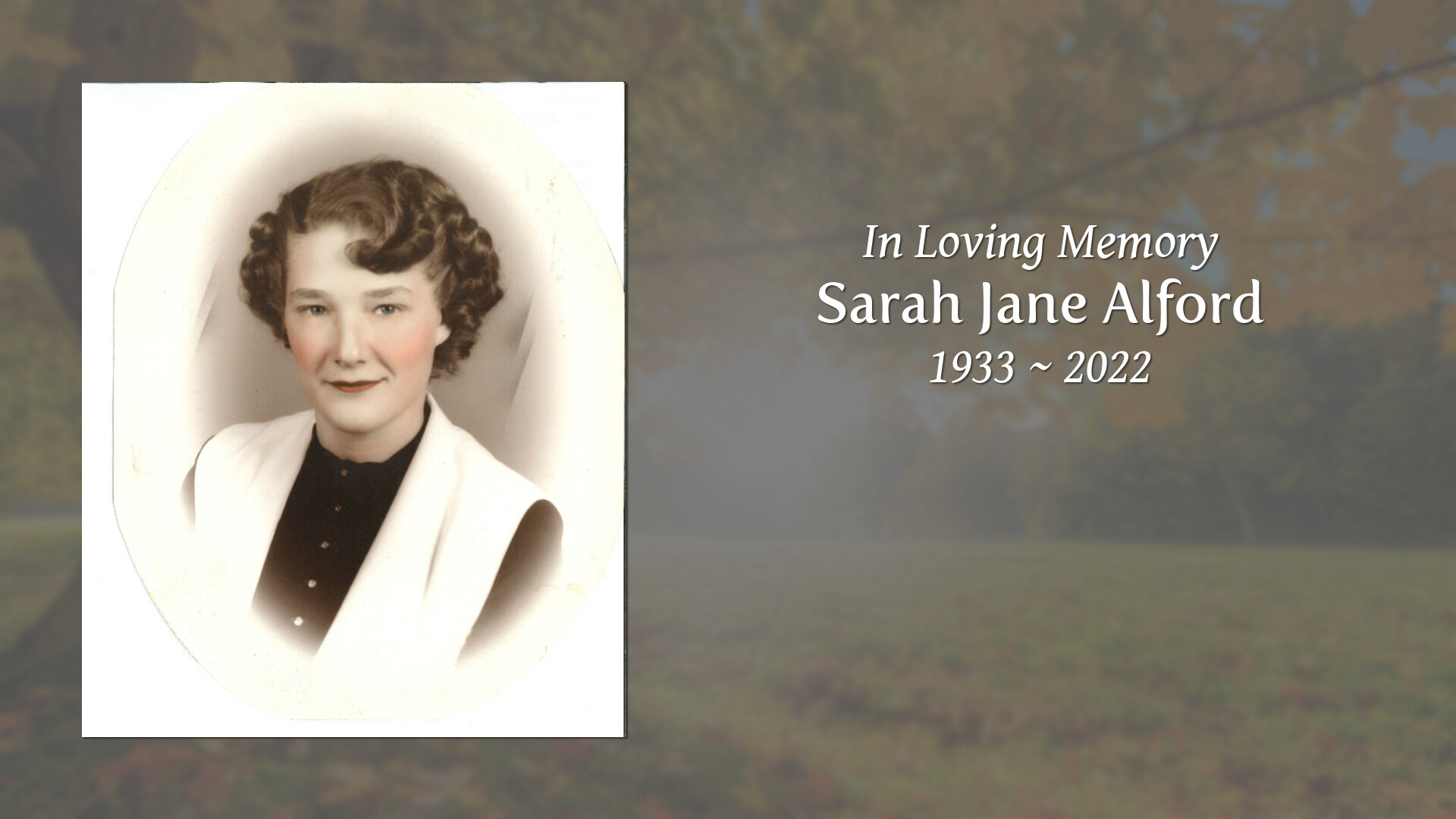 Sarah Jane Alford - Tribute Video