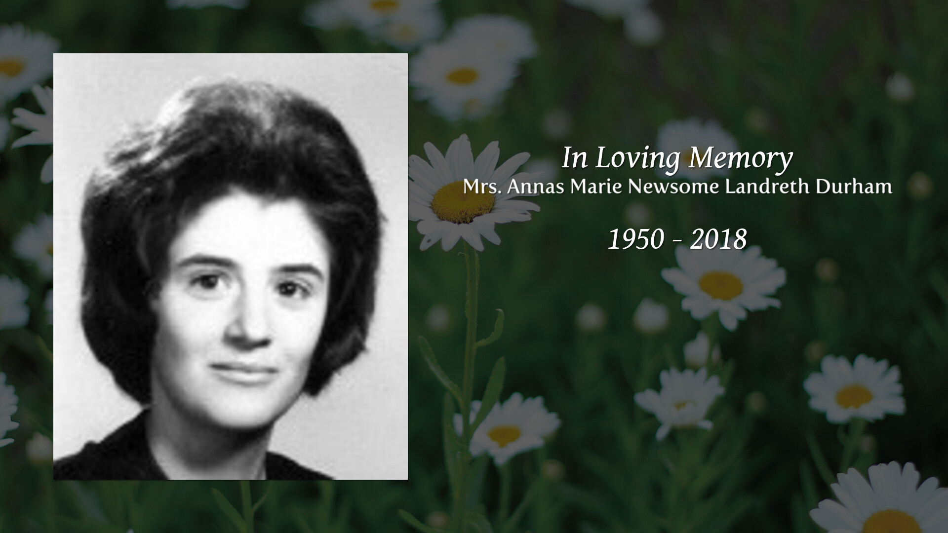 Mrs. Annas Marie Newsome Landreth Durham - Tribute Video