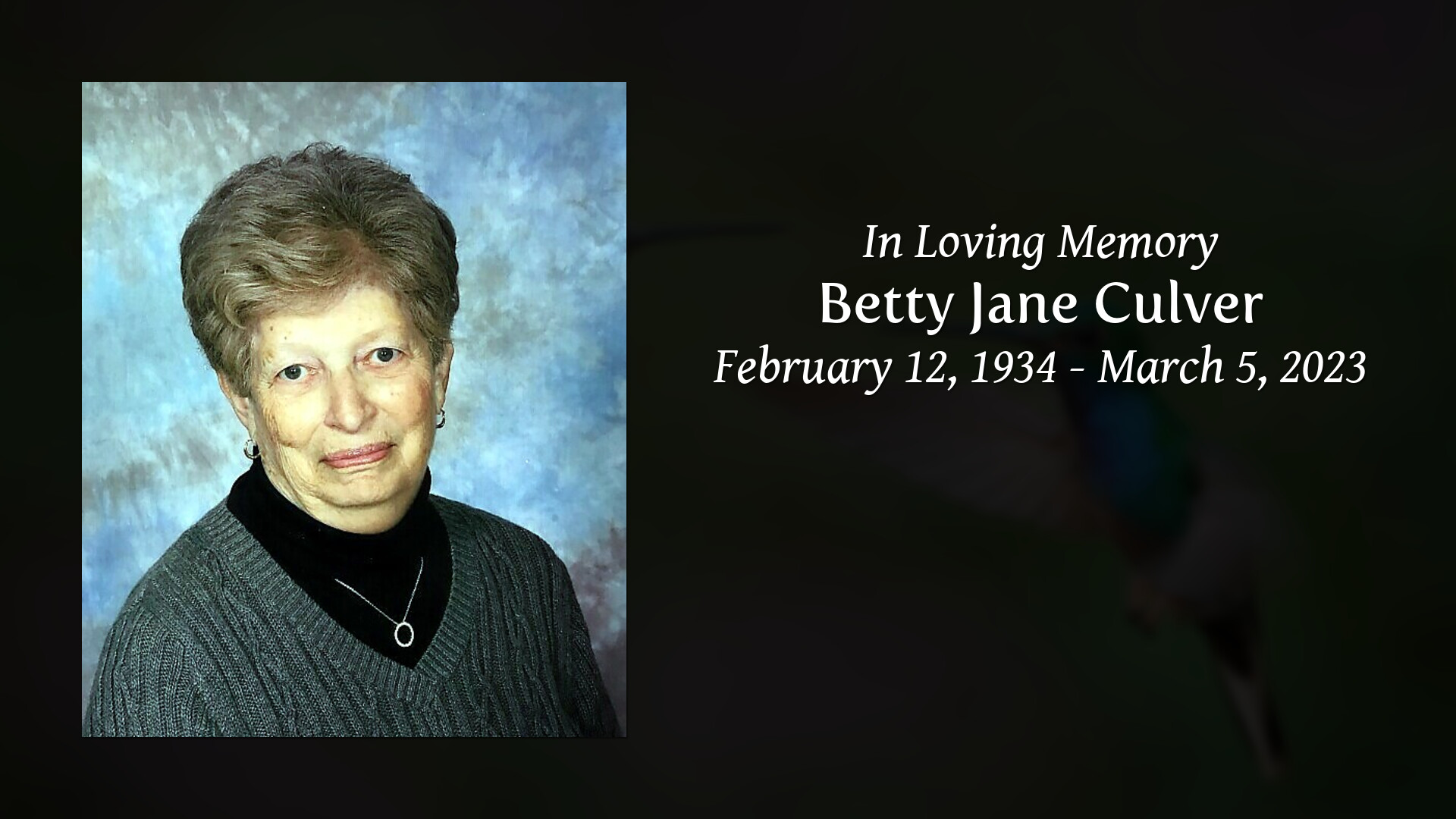 Betty Jane Culver - Tribute Video