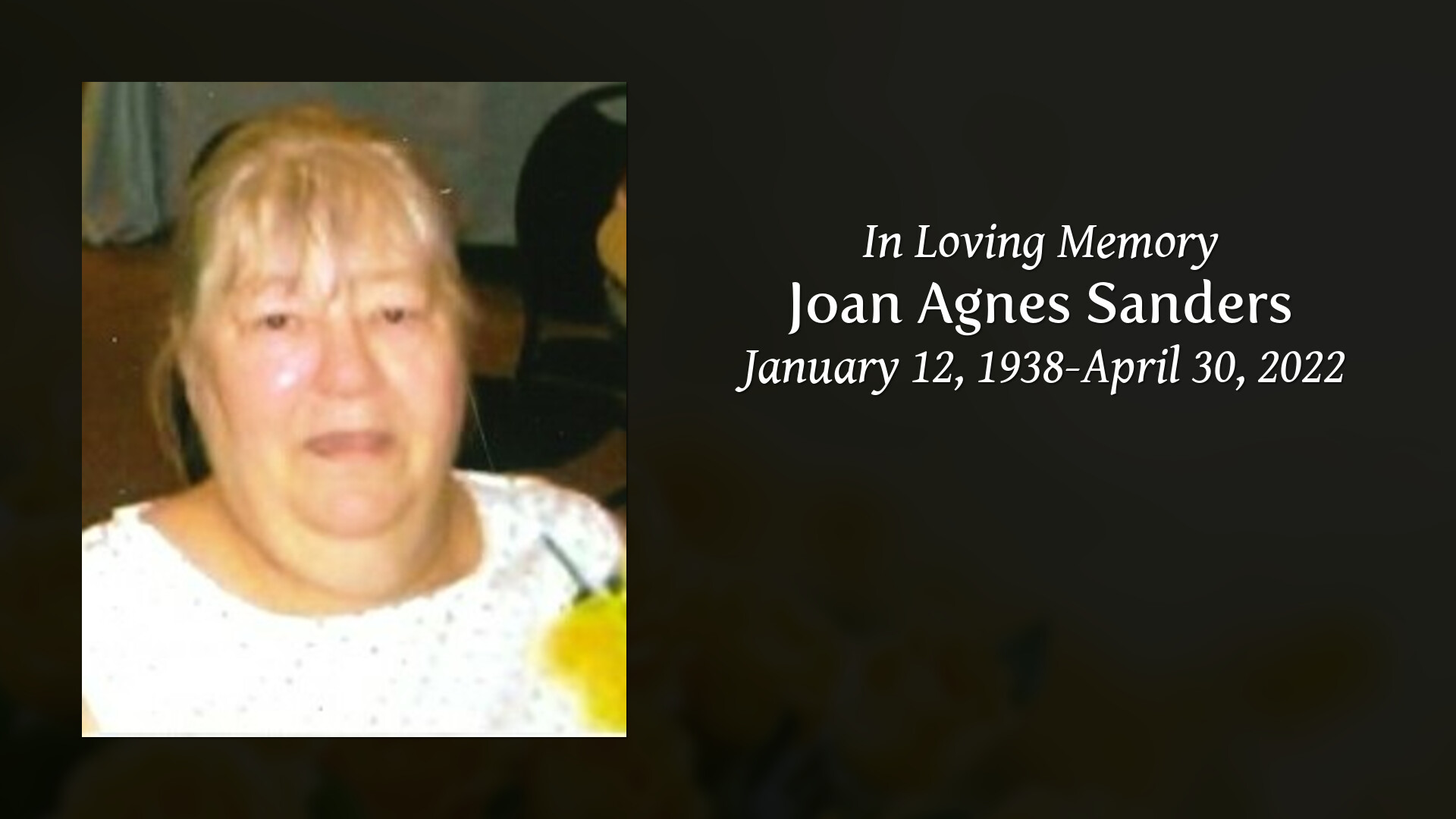 Joan Agnes Sanders - Tribute Video