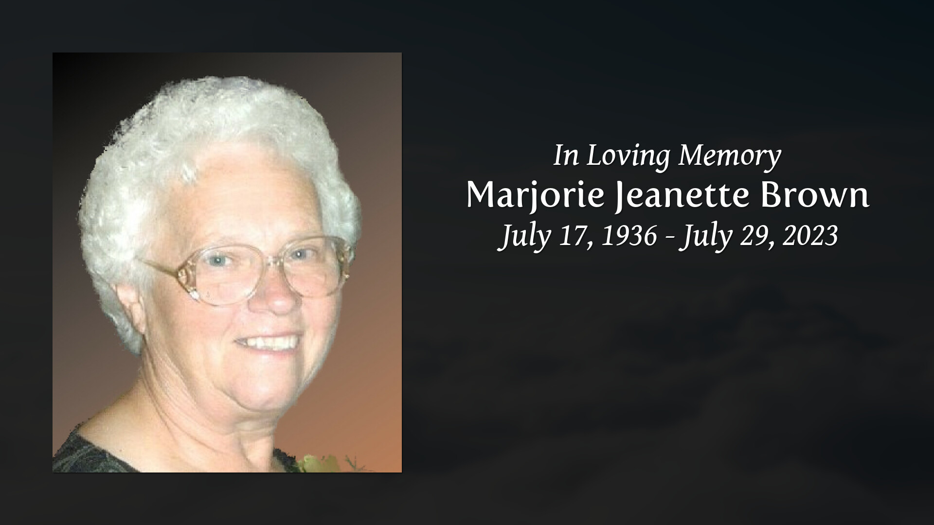 Marjorie Jeanette Brown - Tribute Video