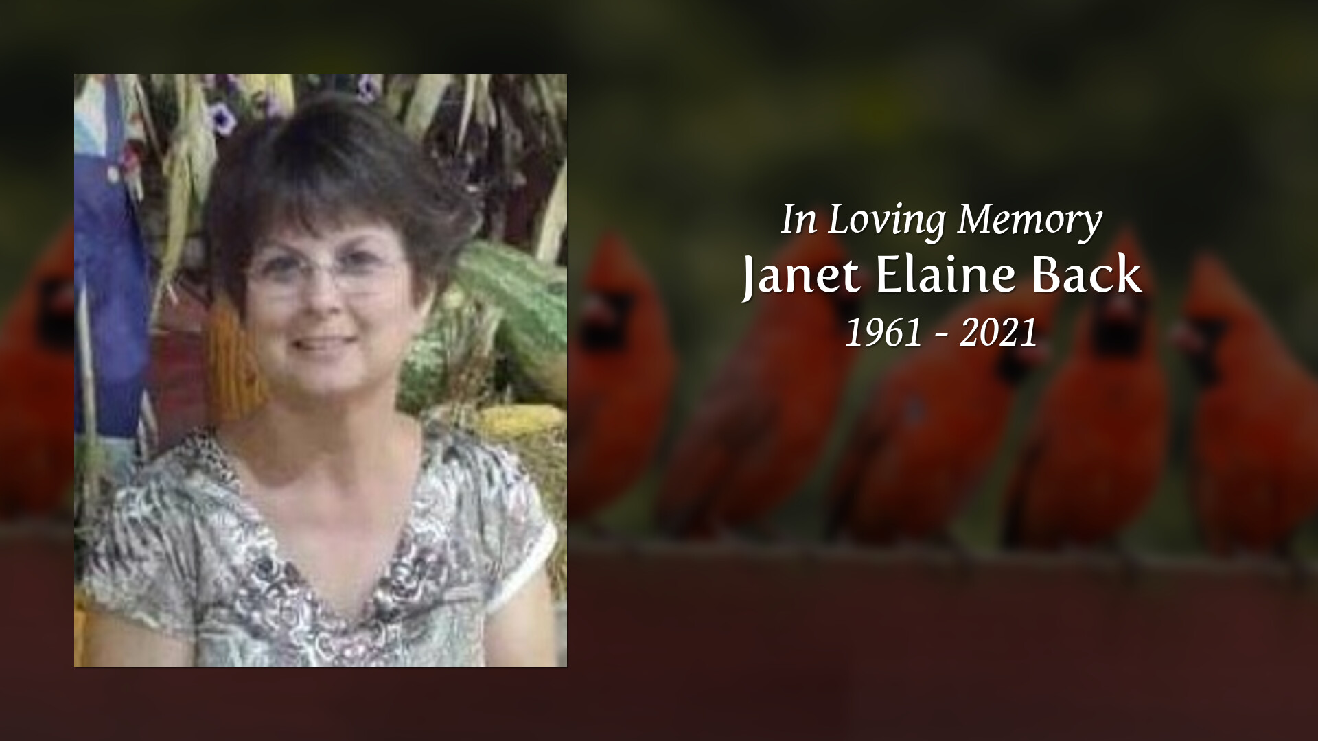 Janet Elaine Back - Tribute Video