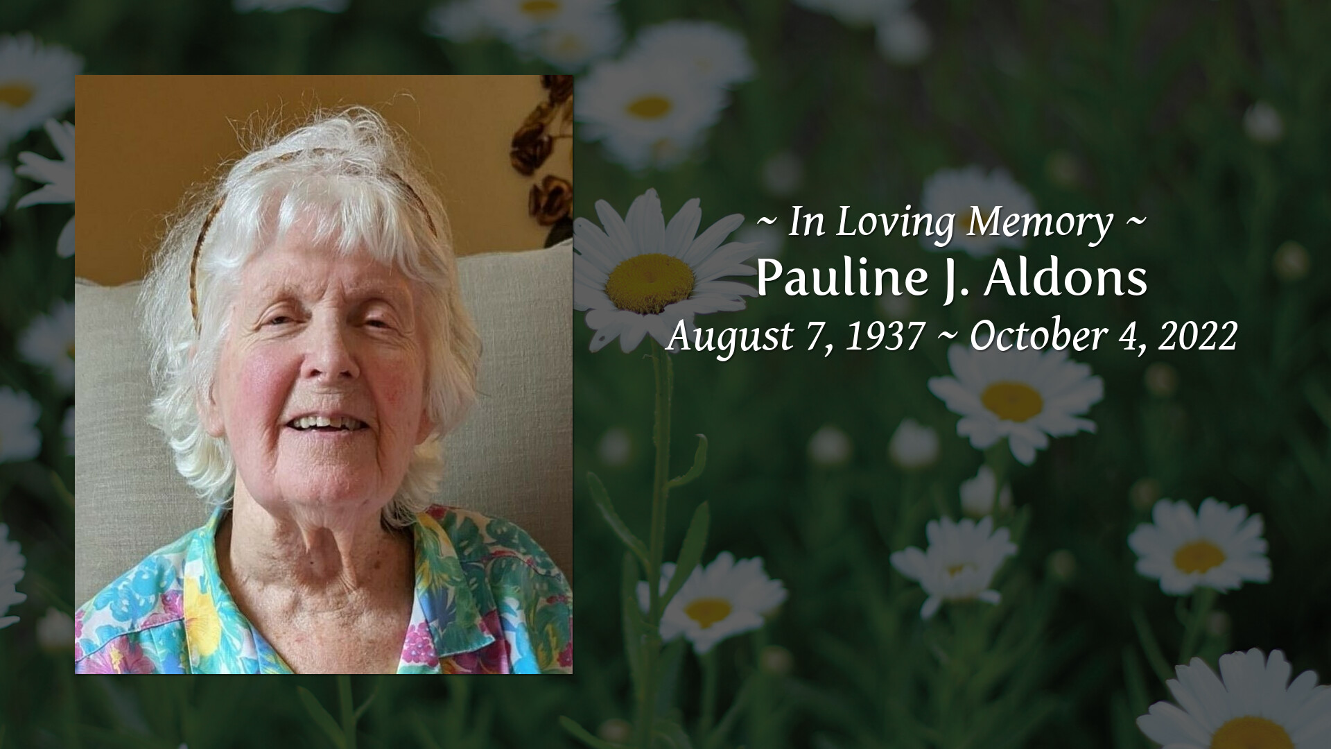 Pauline J Aldons Tribute Video