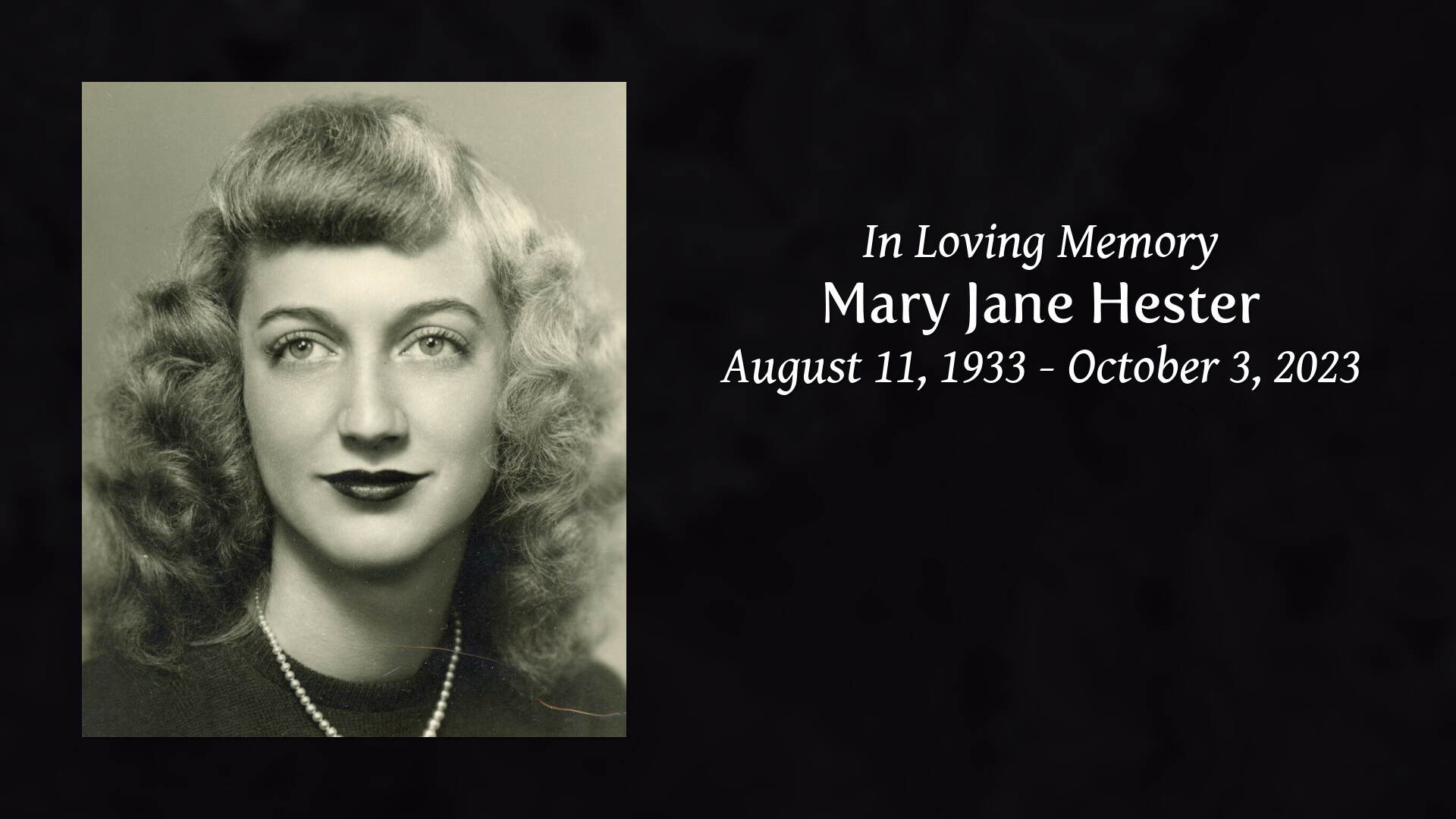 Mary Jane Hester - Tribute Video