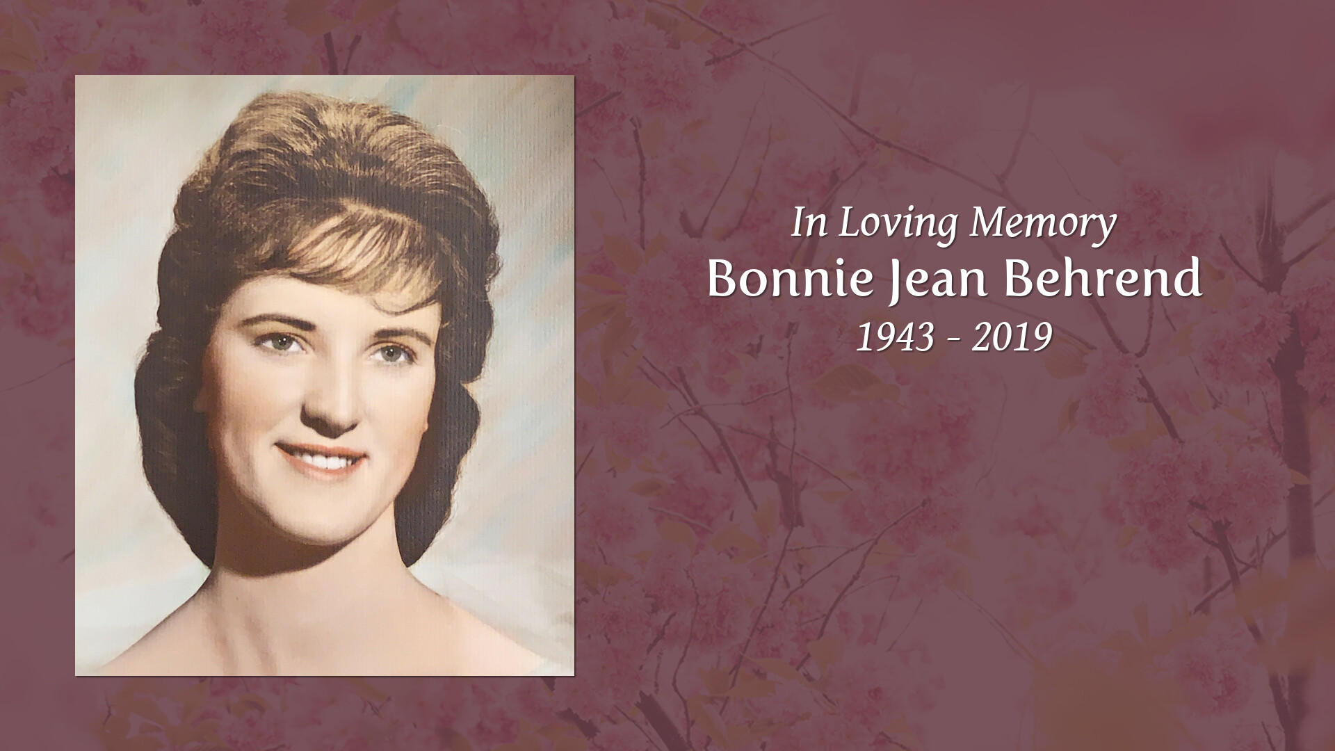 Bonnie Jean Behrend - Tribute Video