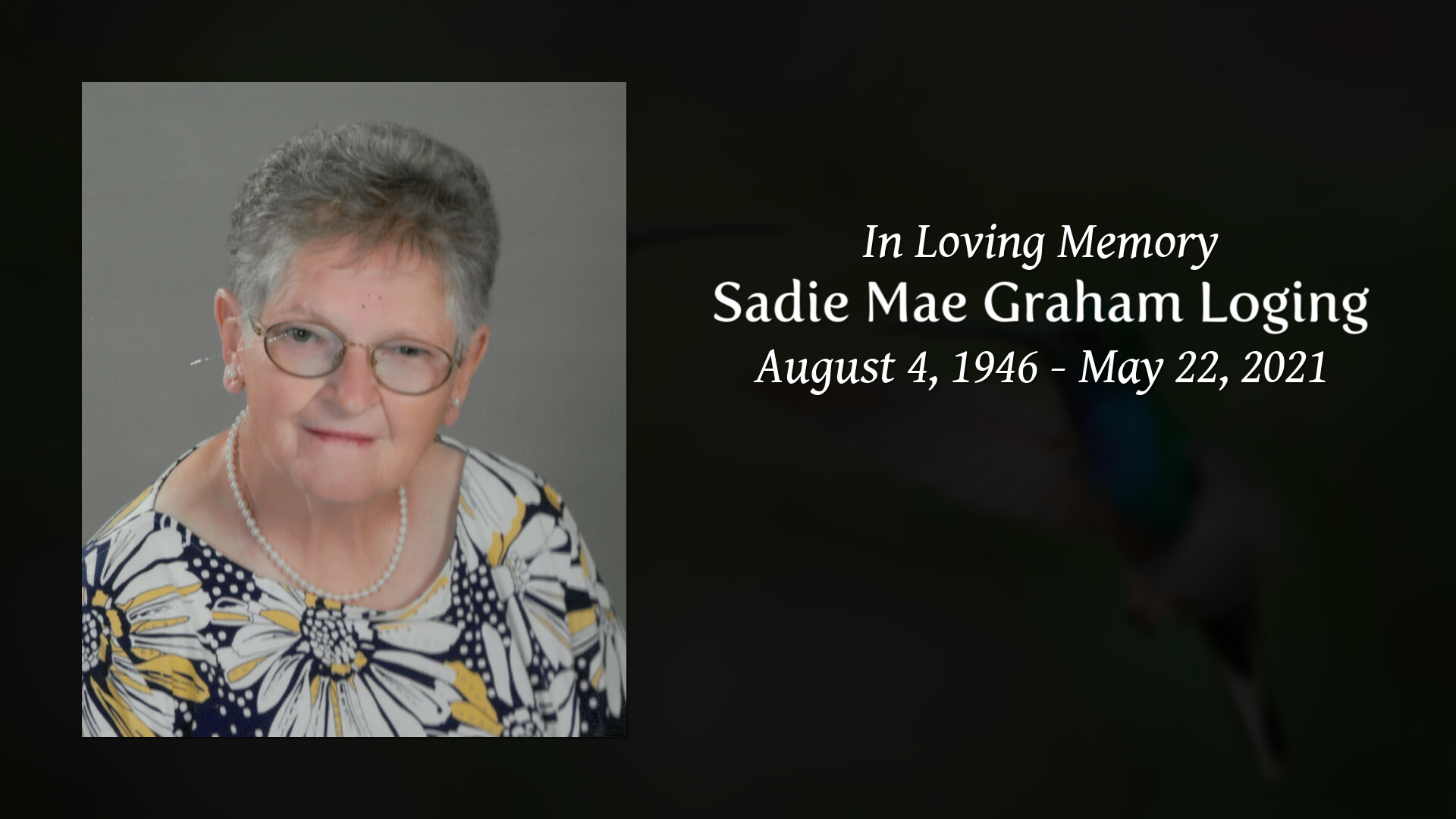 Sadie Mae Graham Loging - Tribute Video