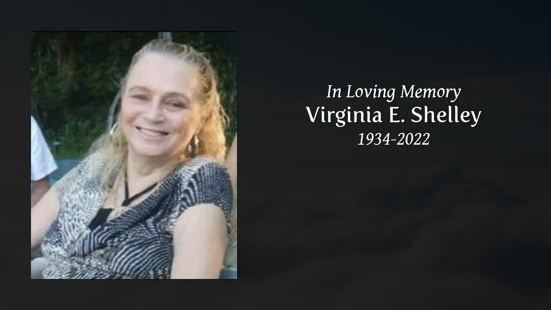 Virginia E Shelley Tribute Video   9866f64aa77762a5775a22ec8ecda1ab