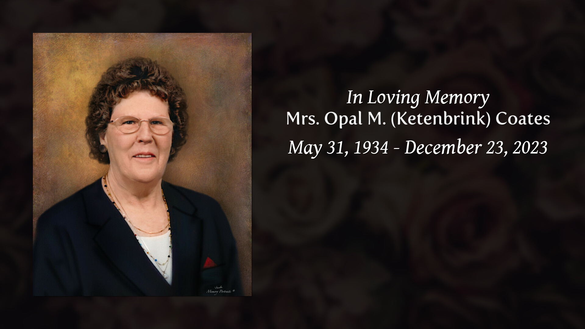 Mrs. Opal M. (Ketenbrink) Coates - Tribute Video